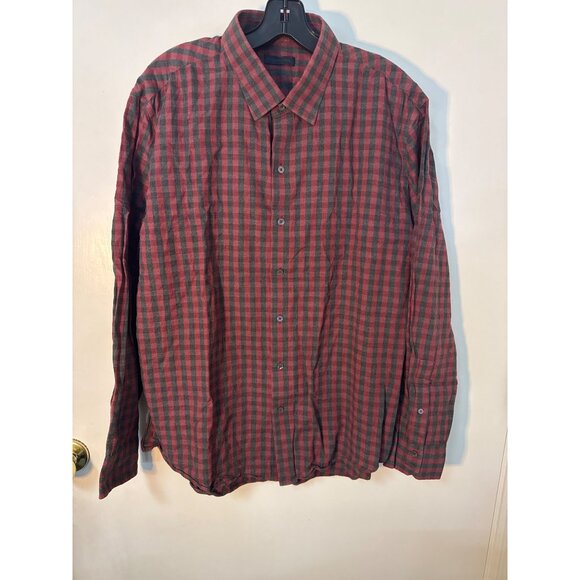 Zachary Prell Mens XL Red & Gray Plaid Cotton Button-Up Shirt - Picture 1 of 5